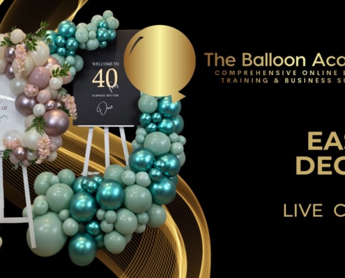 The Balloon Academy balloon tutorial class - easel organic balloon garlands