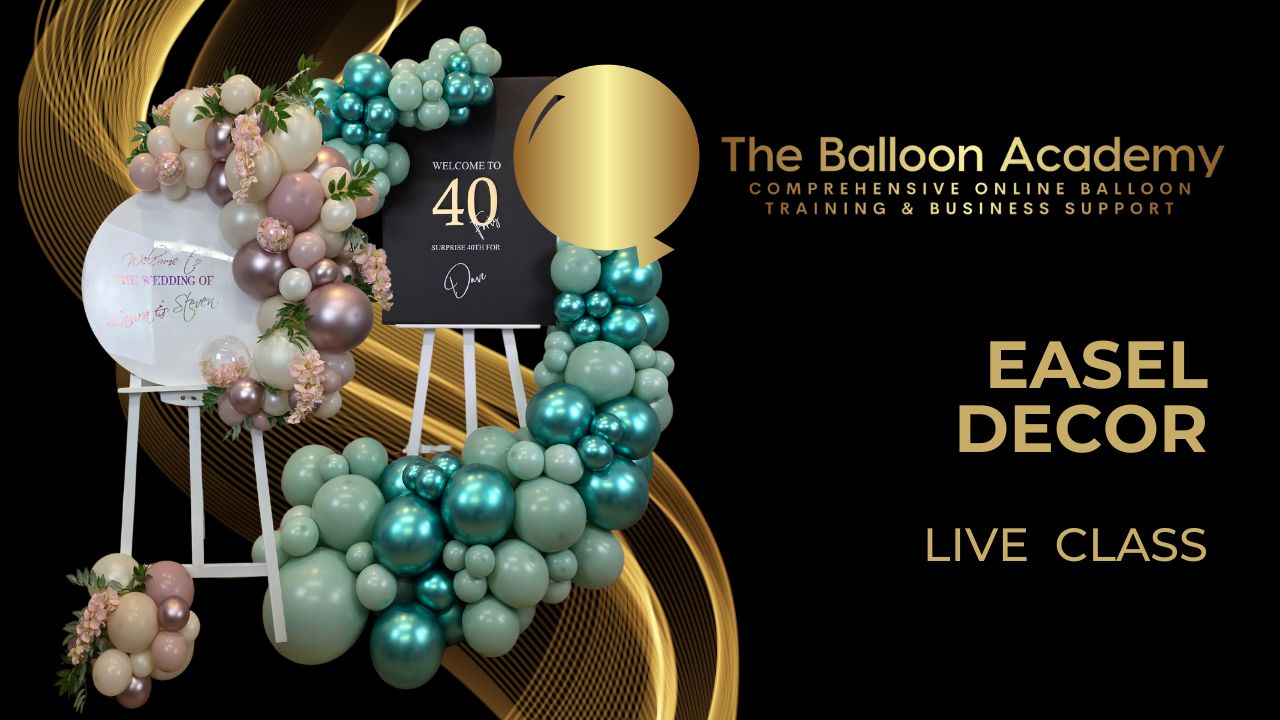 The Balloon Academy balloon tutorial class - easel organic balloon garlands